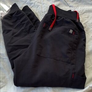 Fabletics Black Scrub Joggers with Red Accents
